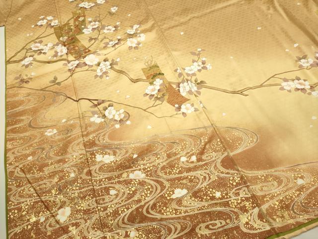 平和屋着物●訪問着 駒刺繍 短冊吉祥枝花文 暈し染め 金彩 やまと誂製 正絹 逸品 DAAV3305du