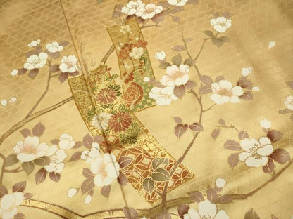 平和屋着物●訪問着 駒刺繍 短冊吉祥枝花文 暈し染め 金彩 やまと誂製 正絹 逸品 DAAV3305du