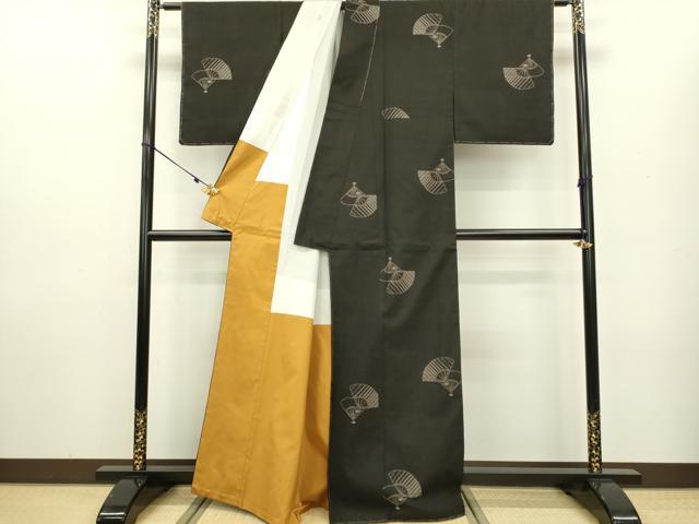 平和屋着物●本場大島紬　地空き　扇　盛東洋男作　証紙付き　正絹　逸品　DAAV3311du