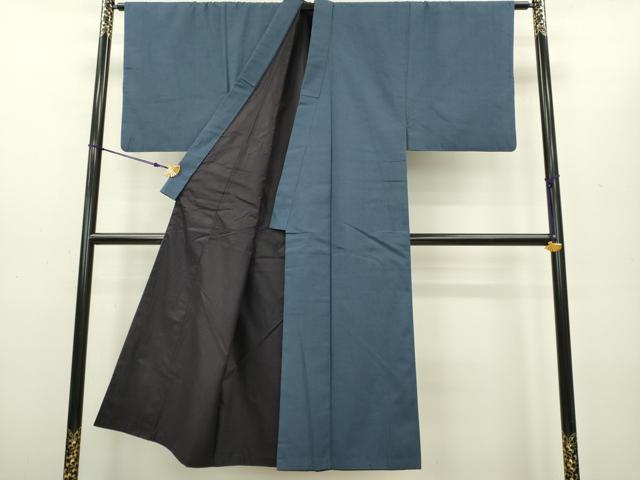 平和屋着物●男性 紬 アンサンブル 紅碧色 正絹 逸品 DAAV3313du
