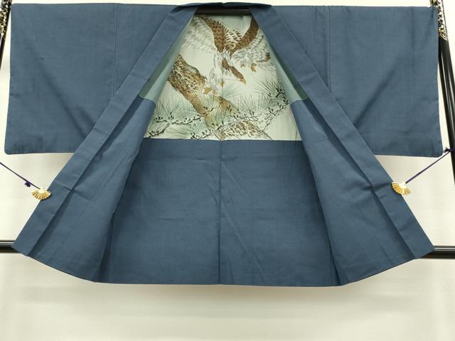 平和屋着物●男性 紬 アンサンブル 紅碧色 正絹 逸品 DAAV3313du