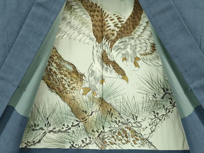 平和屋着物●男性 紬 アンサンブル 紅碧色 正絹 逸品 DAAV3313du