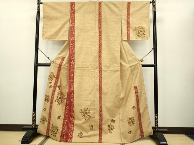 平和屋着物●訪問着 紬地 花鳥文 正絹 逸品 DAAV3318du
