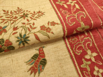 平和屋着物●訪問着 紬地 花鳥文 正絹 逸品 DAAV3318du