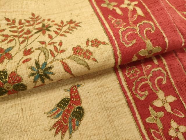 平和屋着物●訪問着 紬地 花鳥文 正絹 逸品 DAAV3318du