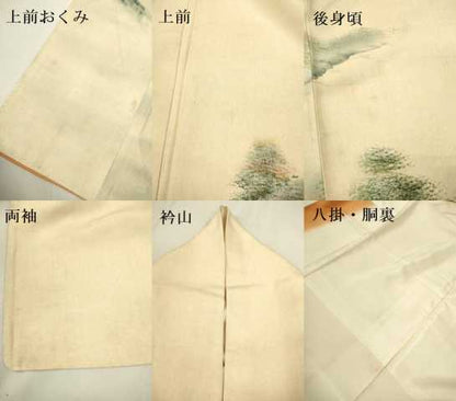 平和屋着物●訪問着 紬地 手描き 樹林文 正絹 逸品 DAAV3319du