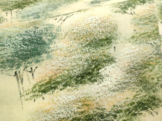 平和屋着物●訪問着 紬地 手描き 樹林文 正絹 逸品 DAAV3319du