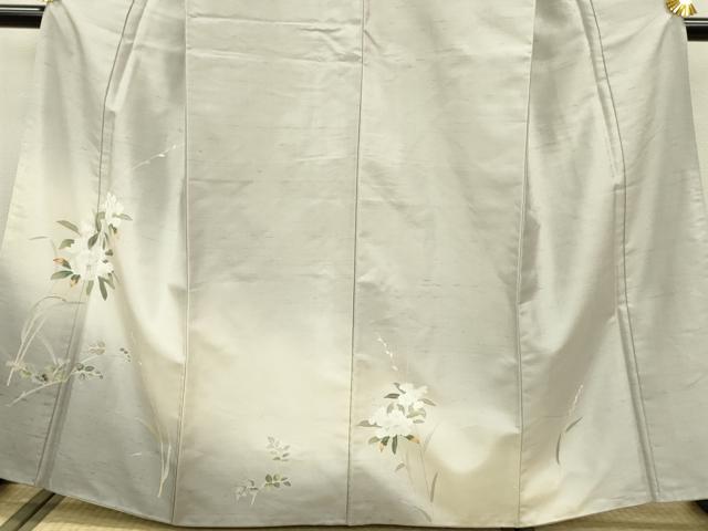 平和屋着物●訪問着　友禅　紬地　枝花文　暈し染め　正絹　逸品　DAAV3328du