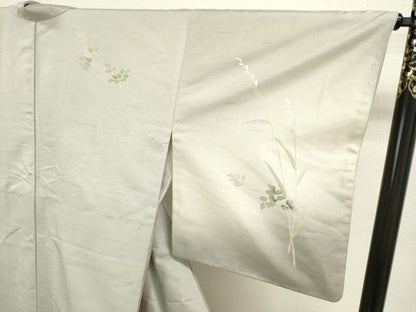 平和屋着物●訪問着　友禅　紬地　枝花文　暈し染め　正絹　逸品　DAAV3328du