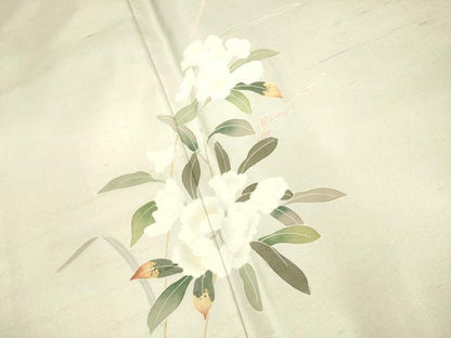 平和屋着物●訪問着　友禅　紬地　枝花文　暈し染め　正絹　逸品　DAAV3328du
