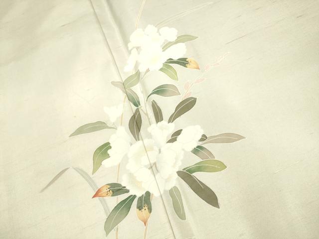 平和屋着物●訪問着　友禅　紬地　枝花文　暈し染め　正絹　逸品　DAAV3328du
