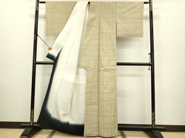 平和屋着物●上質な紬  格子　正絹　逸品　未使用　DAAV3357du