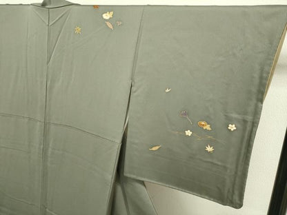 平和屋着物●訪問着 刺繍 吹き寄せ花文 暈し染め 金彩 正絹 逸品 DAAV3359du