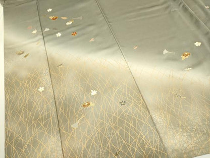 平和屋着物●訪問着 刺繍 吹き寄せ花文 暈し染め 金彩 正絹 逸品 DAAV3359du
