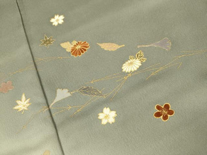平和屋着物●訪問着 刺繍 吹き寄せ花文 暈し染め 金彩 正絹 逸品 DAAV3359du