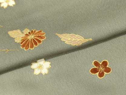 平和屋着物●訪問着 刺繍 吹き寄せ花文 暈し染め 金彩 正絹 逸品 DAAV3359du