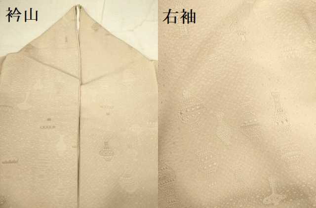 平和屋着物●上質な色無地　陶器地紋　白茶色　正絹　逸品　DAAV3367du