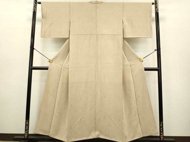 平和屋着物●上質な色無地　陶器地紋　白茶色　正絹　逸品　DAAV3367du