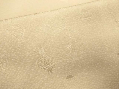 平和屋着物●上質な色無地　陶器地紋　白茶色　正絹　逸品　DAAV3367du