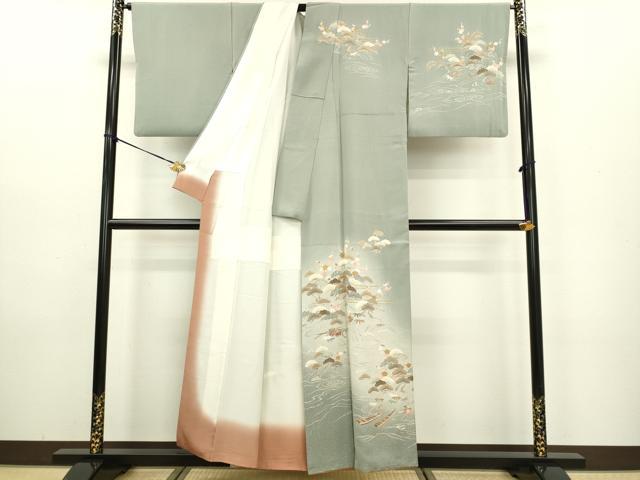 平和屋着物●訪問着　松竹梅　暈し染め　金彩　正絹　逸品　DAAV3368du