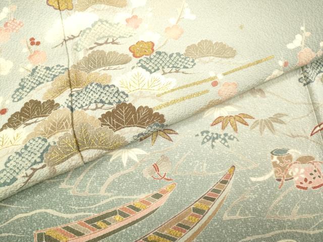 平和屋着物●訪問着　松竹梅　暈し染め　金彩　正絹　逸品　DAAV3368du