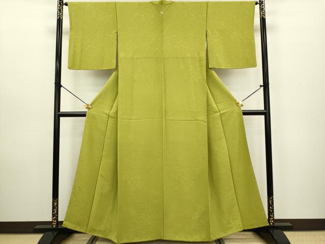 平和屋着物●上質な色無地　吉祥地紋　菜種油色　正絹　逸品　DAAV3370du