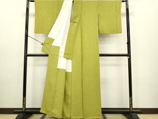平和屋着物●上質な色無地　吉祥地紋　菜種油色　正絹　逸品　DAAV3370du