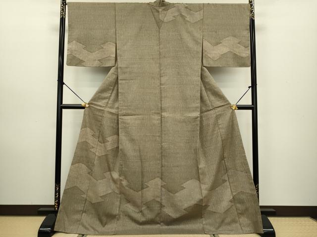平和屋着物●訪問着 紬地 松皮菱文 正絹 逸品 DAAV3378du