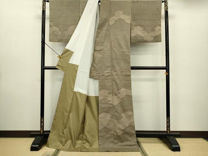 平和屋着物●訪問着 紬地 松皮菱文 正絹 逸品 DAAV3378du
