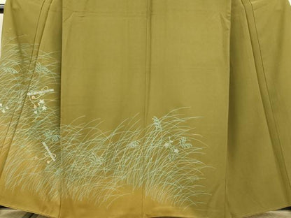 平和屋着物●訪問着 刺繍 笛花文 暈し染め 金銀彩 正絹 逸品 未使用 DAAV3398du