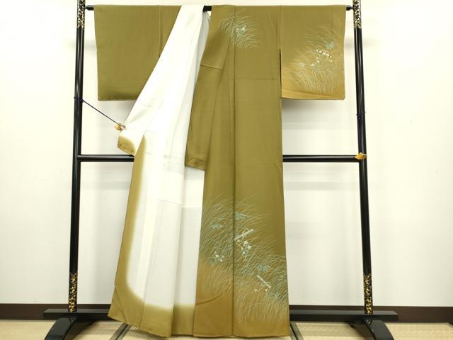 平和屋着物●訪問着 刺繍 笛花文 暈し染め 金銀彩 正絹 逸品 未使用 DAAV3398du