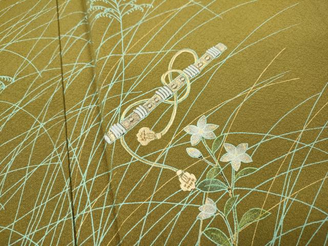 平和屋着物●訪問着 刺繍 笛花文 暈し染め 金銀彩 正絹 逸品 未使用 DAAV3398du