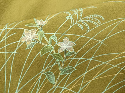 平和屋着物●訪問着 刺繍 笛花文 暈し染め 金銀彩 正絹 逸品 未使用 DAAV3398du