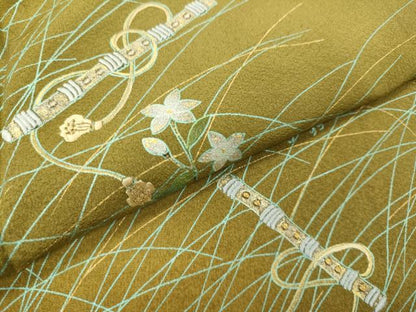 平和屋着物●訪問着 刺繍 笛花文 暈し染め 金銀彩 正絹 逸品 未使用 DAAV3398du