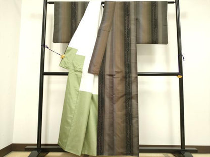 平和屋着物●本場大島紬 9マルキ 間道 正絹 逸品 DAAV3447du