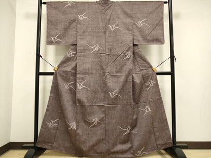 平和屋着物●上質な紬 草葉文 正絹 逸品 未使用 DAAV3451du