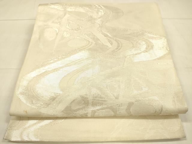 平和屋着物＊夏物　六通柄袋帯　流水籬文　銀糸　正絹　逸品　DAAV3531cm