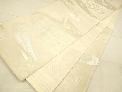 平和屋着物＊夏物　六通柄袋帯　流水籬文　銀糸　正絹　逸品　DAAV3531cm