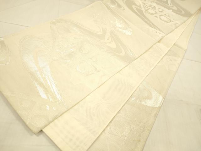 平和屋着物＊夏物　六通柄袋帯　流水籬文　銀糸　正絹　逸品　DAAV3531cm