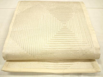 平和屋着物＊夏物　六通柄袋帯　抽象文様　銀糸　正絹　逸品　DAAV3594cm