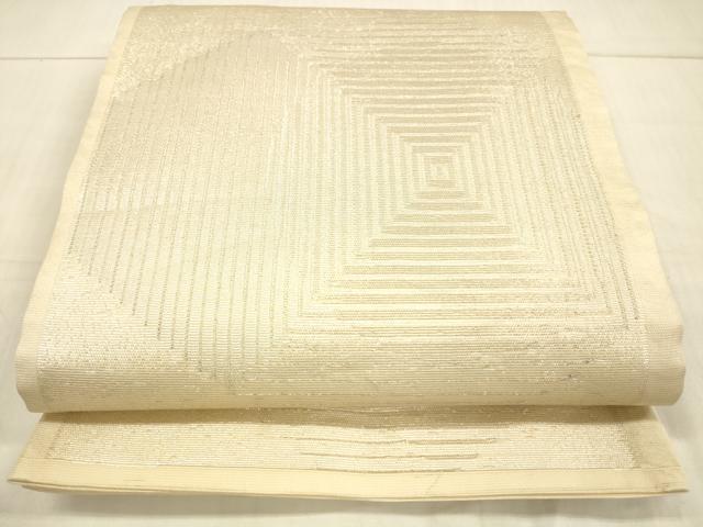 平和屋着物＊夏物　六通柄袋帯　抽象文様　銀糸　正絹　逸品　DAAV3594cm