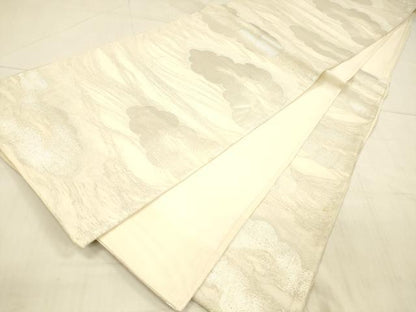 平和屋着物＊夏物　六通柄袋帯　雲文　銀糸　正絹　逸品　DAAV3596cm