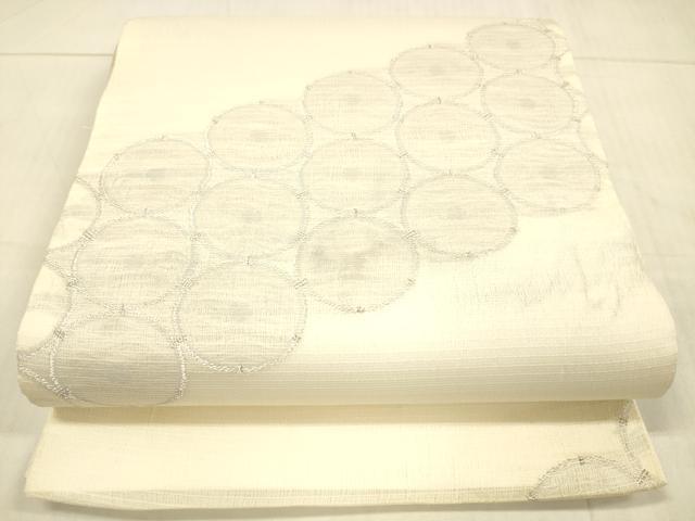 平和屋着物＊夏物　六通柄袋帯　櫛織　丸文　銀糸　やまと誂製　正絹　逸品　DAAV3607cm