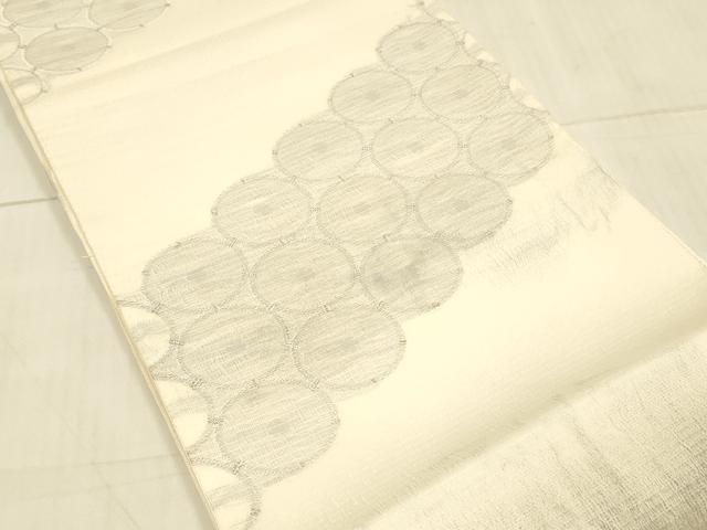 平和屋着物＊夏物　六通柄袋帯　櫛織　丸文　銀糸　やまと誂製　正絹　逸品　DAAV3607cm