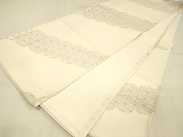 平和屋着物＊夏物　六通柄袋帯　櫛織　丸文　銀糸　やまと誂製　正絹　逸品　DAAV3607cm