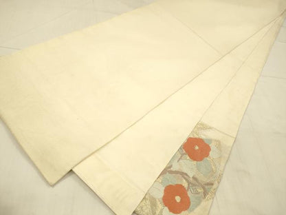 平和屋着物＊夏物　太鼓柄　本袋帯　唐織　草花文　金糸　正絹　逸品　DAAV3612cm