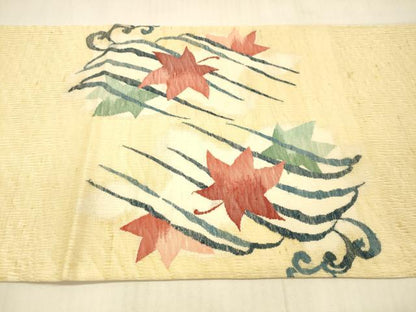 平和屋着物＊夏物　太鼓柄袋帯　櫛織　竜田川　正絹　逸品　DAAV3635cm