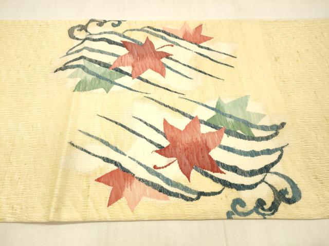 平和屋着物＊夏物　太鼓柄袋帯　櫛織　竜田川　正絹　逸品　DAAV3635cm