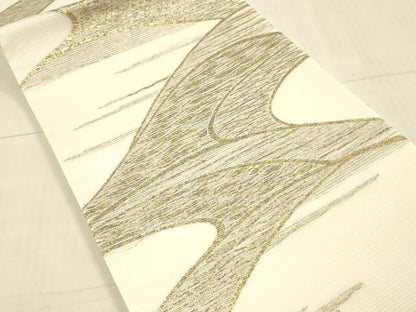 平和屋着物＊夏物　六通柄袋帯　抽象文様　金糸　正絹　逸品　DAAV3694cm