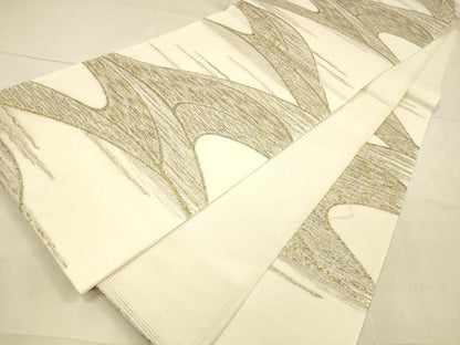 平和屋着物＊夏物　六通柄袋帯　抽象文様　金糸　正絹　逸品　DAAV3694cm